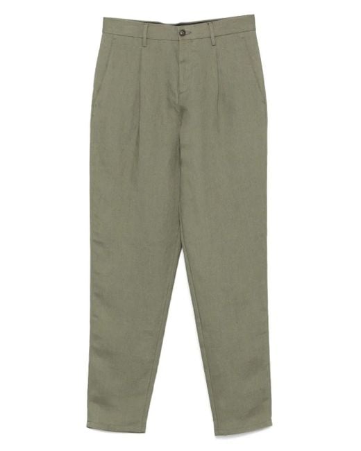 Canali Green Linen Trousers for men