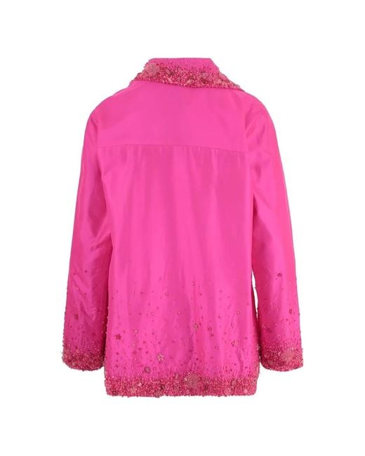 Péro Pink Veste En Soie À Boutonnière Croisée