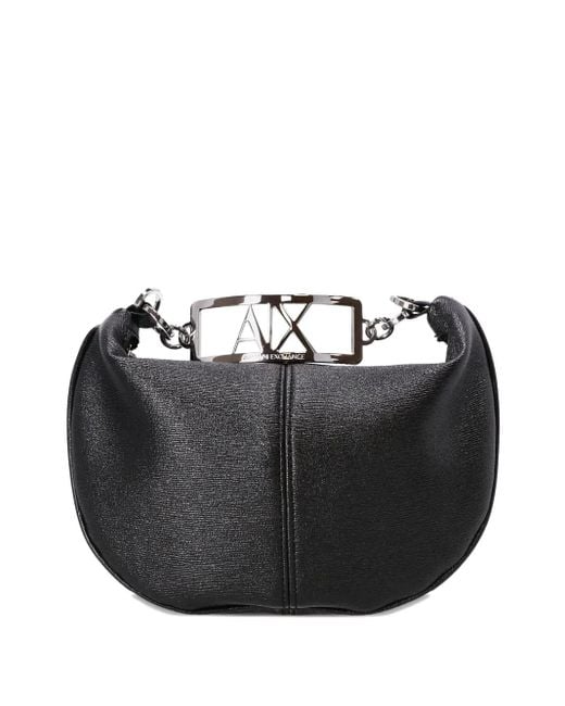 Bolso de mano con placa del logo ARMANI EXCHANGE de color Black
