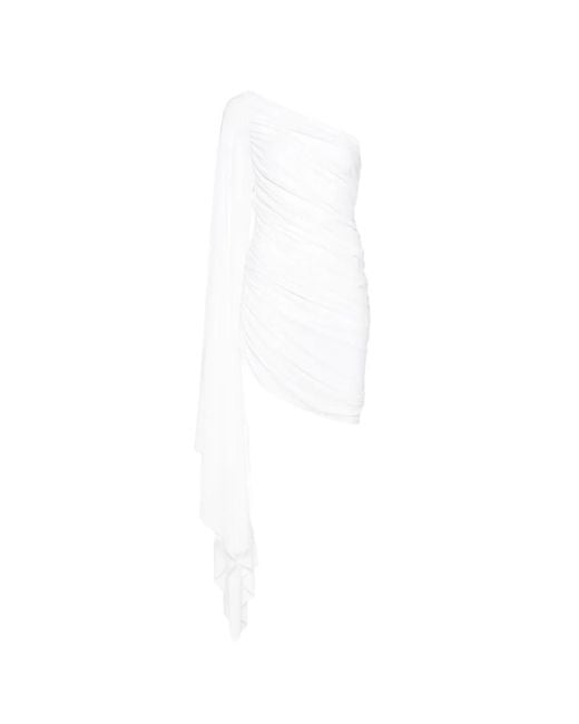 Norma Kamali White Diana Ruched-Finish Dress