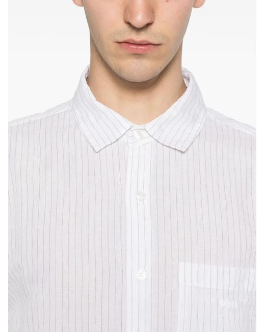 Obey White Pinstripe Short-Sleeve Shirt for men
