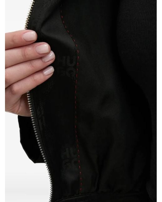 HUGO Black Monogram-Pattern Zip-Up Jacket
