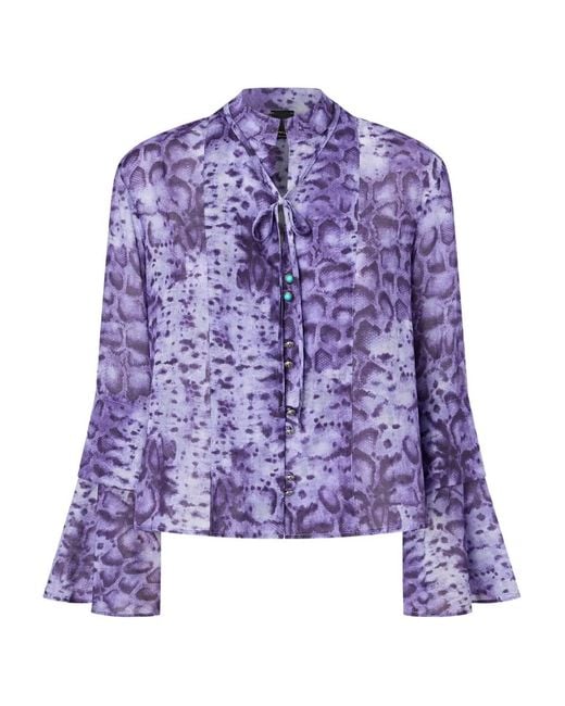 Pinko Purple Blouse With Snake Print And Jewel Buttons