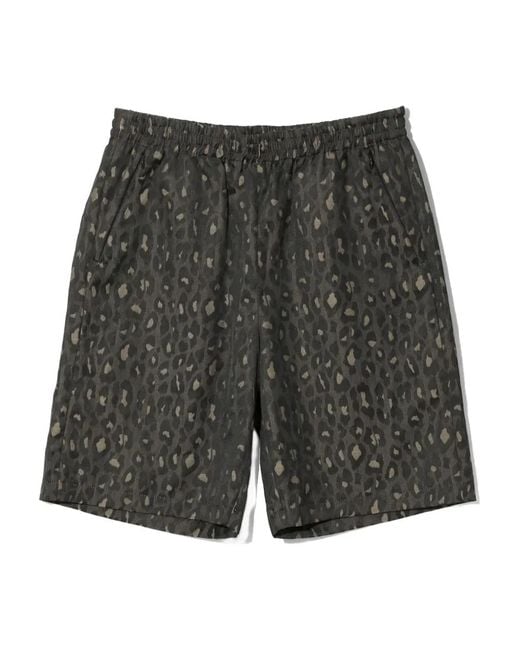Needles Gray Leopard-Print Track Shorts for men
