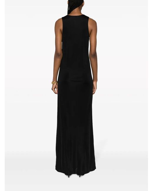 Saint Laurent Black Sleeveless High-Shine Jersey Dress
