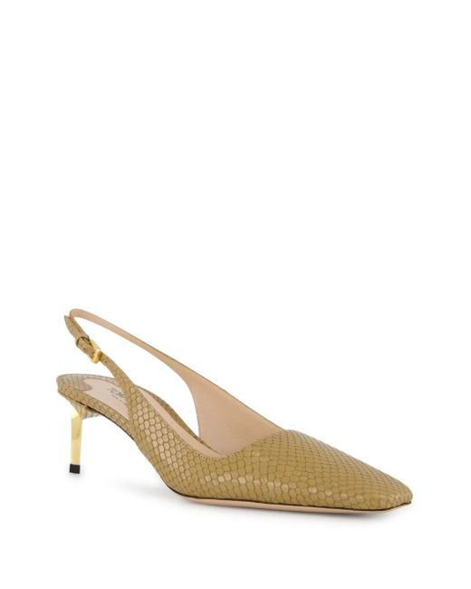 Tom Ford Metallic Snake-Embossed Slingback Pumps