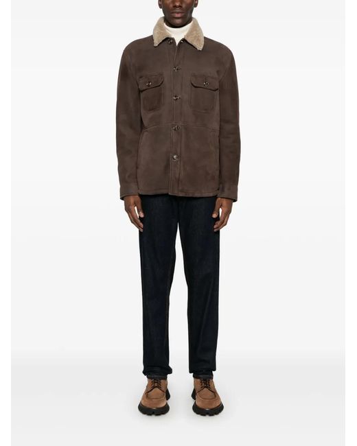 Barba Napoli Brown Suede Jacket for men