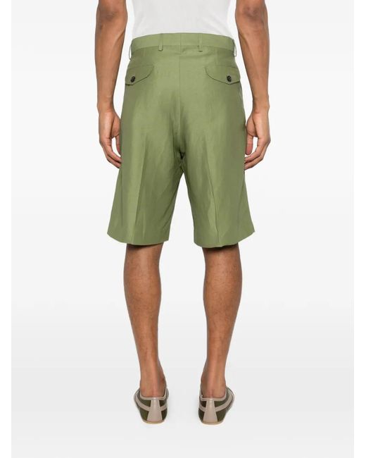Laneus Green Pleated Shorts for men