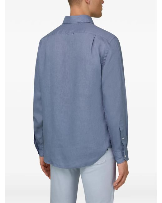 Boggi Blue Regular Fit Linen Shirt for men