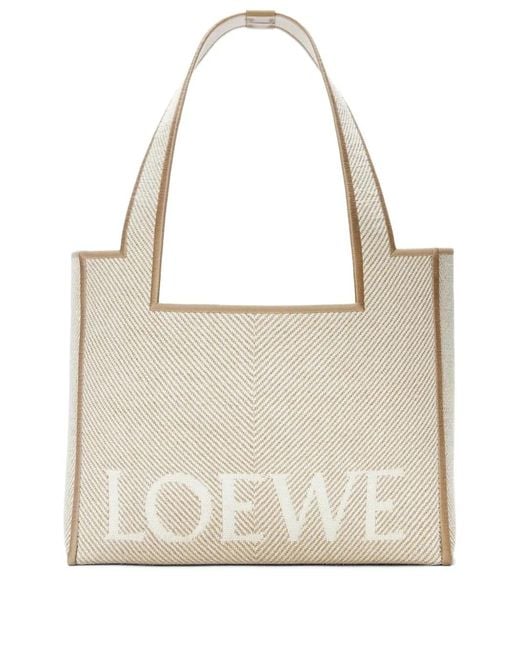 Loewe Natural Medium Herringbone-Pattern Tote Bag