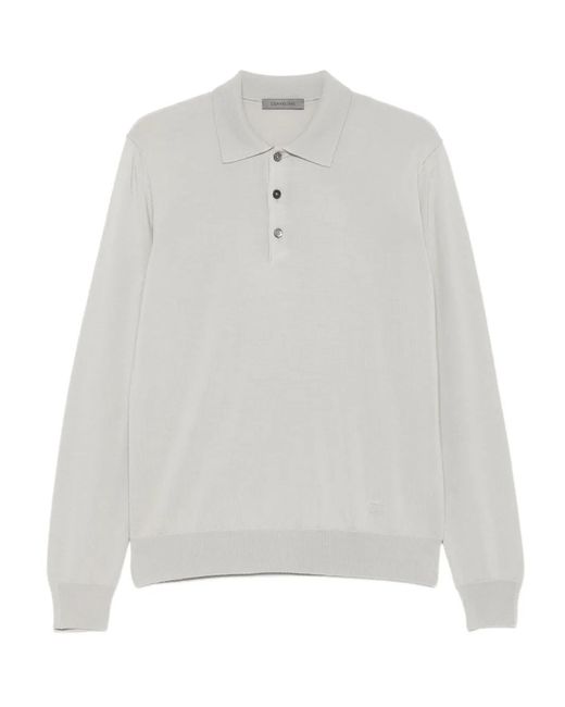 Corneliani White Long-Sleeve Polo Shirt for men