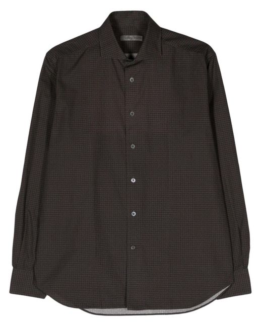 Corneliani Black Geometric-print Poplin Shirt for men