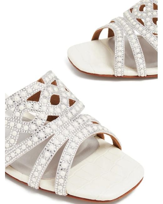 Nicoli White Benat Pearl-Embellished Sandals