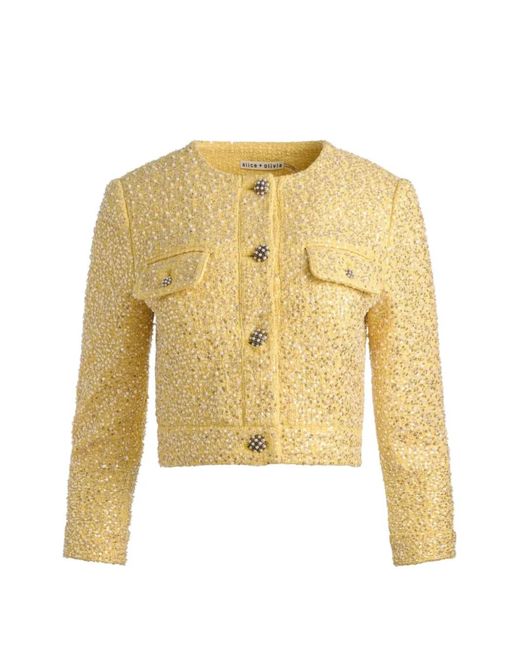 Alice + Olivia Yellow Lorie Cropped Jacket