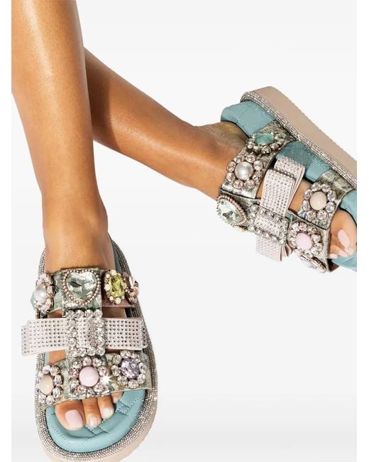 Kurt Geiger Blue Ornate Orson Crystal-Embellishment Sandals
