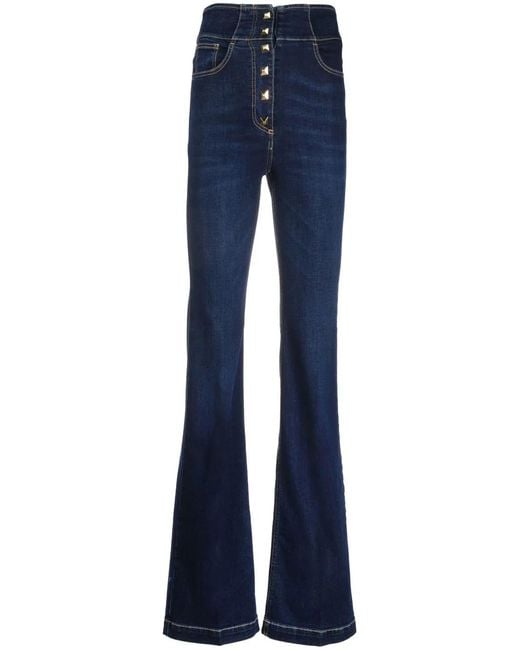 Elisabetta Franchi Blue High-Rise Flared Jeans