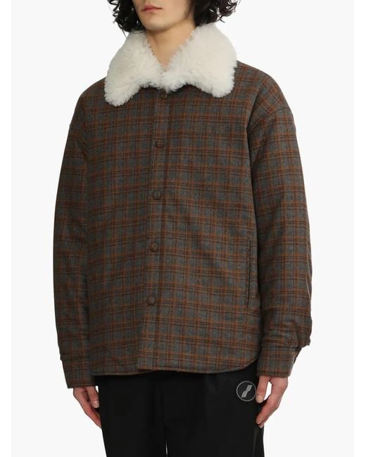 we11done Brown Check-Print Jacket for men