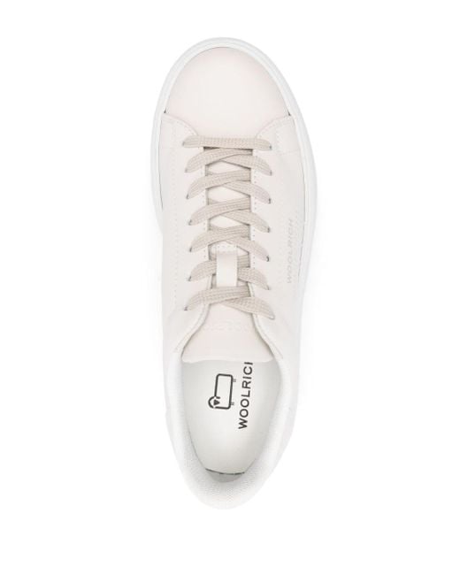 Woolrich Logo-print Leather Sneakers in het White
