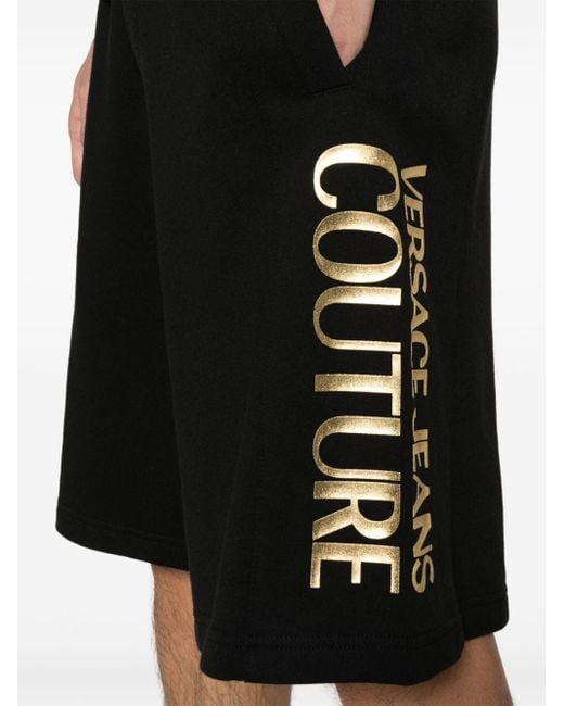 Versace Black Logo-appliqué Cotton Track Shorts for men