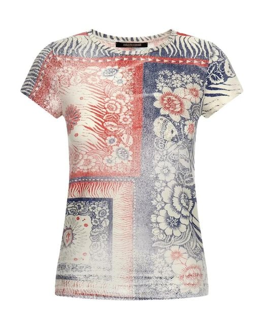 Roberto Cavalli White Crew-Neck Short-Sleeve T-Shirt