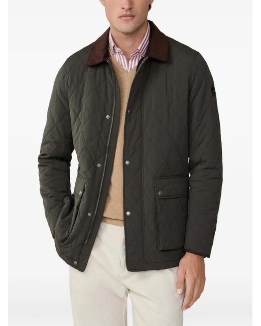 Hackett Black Surchemise Matelassée À Col En Velours Côtelé for men