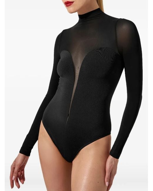 Wolford シアーパネル ボディスーツ Black
