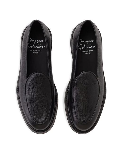 Solovière Black Alexis Pebbled-Leather Loafers for men