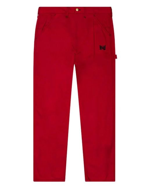 Needles X Smith's Hose mit aufgesticktem Schmetterling in Red für Herren