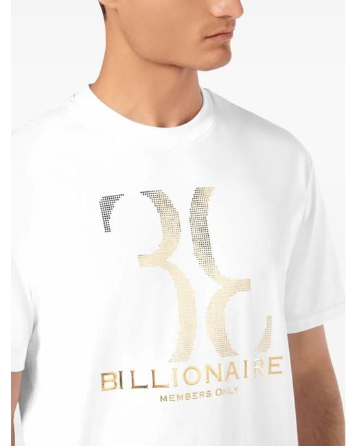 Billionaire White Logo-Print T-Shirt for men