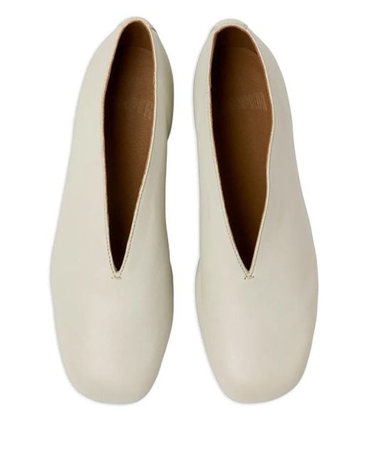 Camper White Casi Myra Leather Flat Pumps