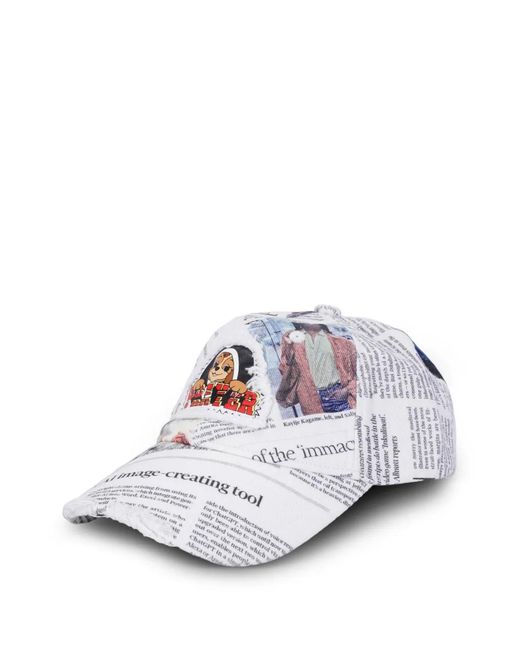 TRINITESTUDIO Gray Newspaper-Print Baseball Cap