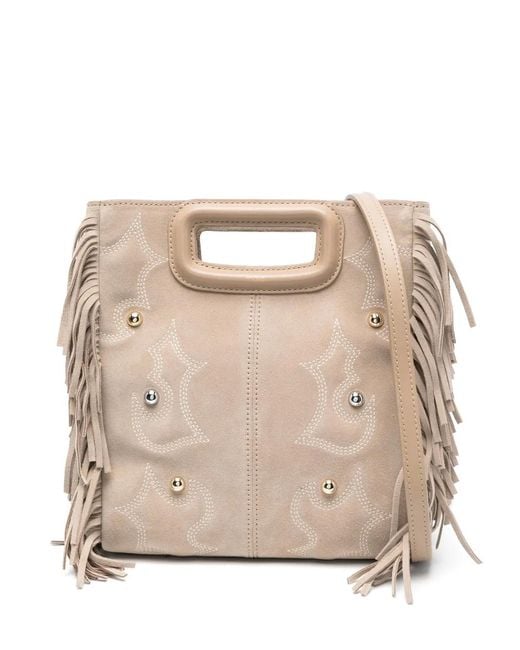 Maje Natural M Embellished Fringed Tote Bag