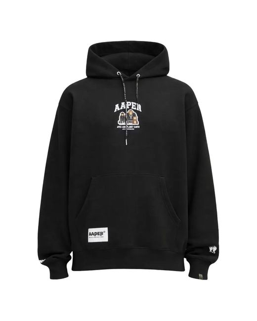Aape By A Bathing Ape Black Aaper Drawstring Hoodie for men