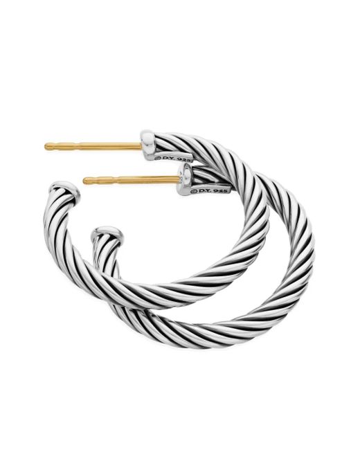 David Yurman White Sterling Cable Hoop Earrings