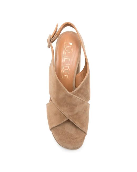 Julie Dee Natural Crossover-Strap Platform-Heel Sandals