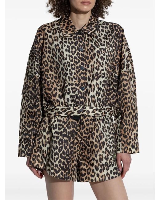 Ganni Black Leopard-Print Jacket