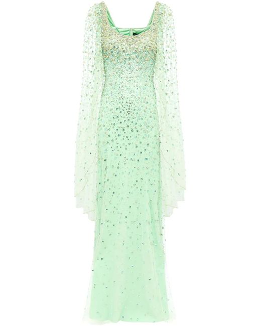 Jenny Packham Angel Wing Dress in Green | Lyst UK