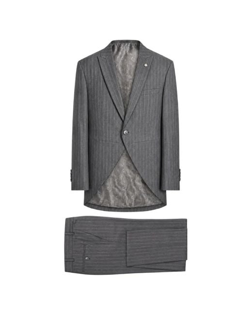 ROBERTO VINCENTI Gray Pinstripe-Pattern Single-Breasted Suit for men