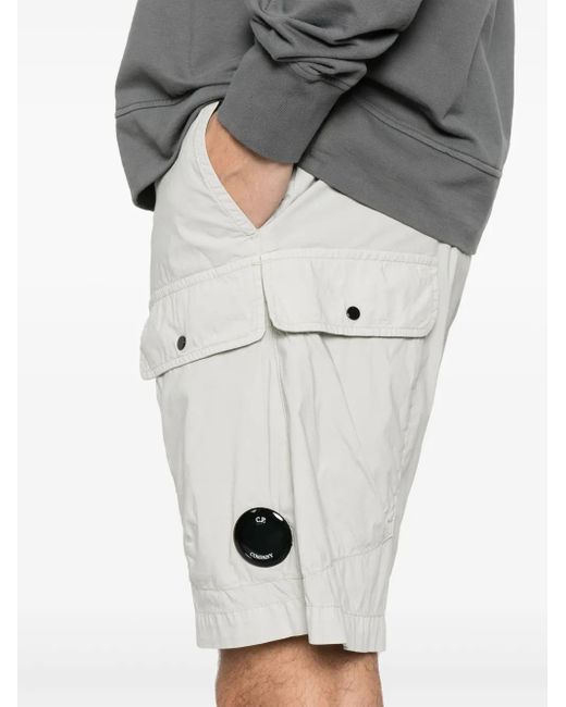 C P Company White Lens-Detail Shorts for men