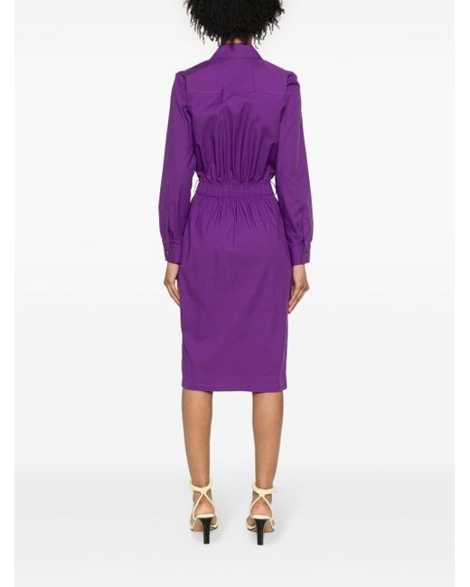 Blanca Vita Purple Zip-up Long-sleeve Dress