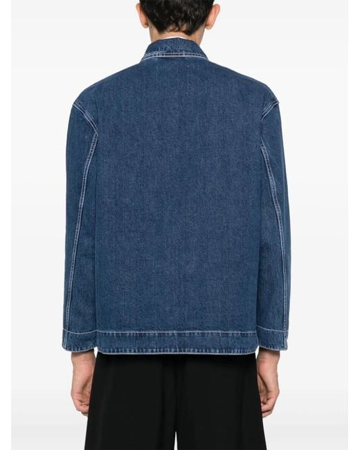 Sunnei Blue Press-Stud Denim Shirt Jacket