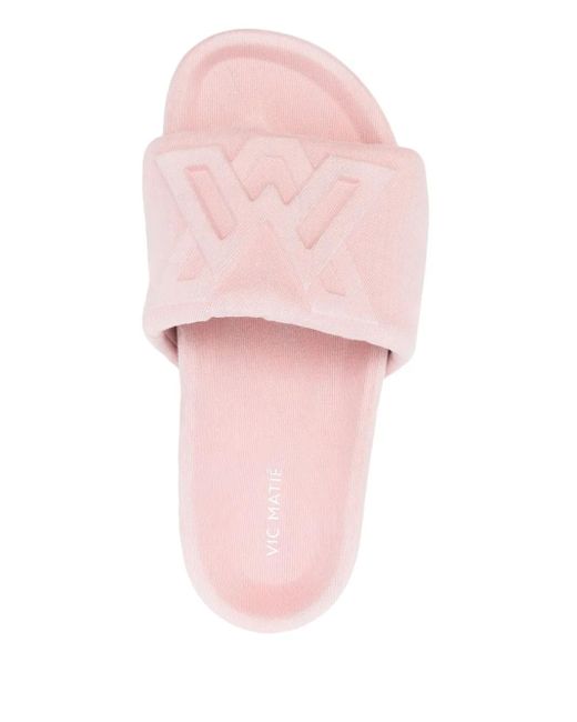 Vic Matié Pink Logo-Debossed Slides