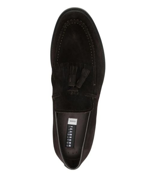 メンズ Fratelli Rossetti タッセル スエードローファー Black