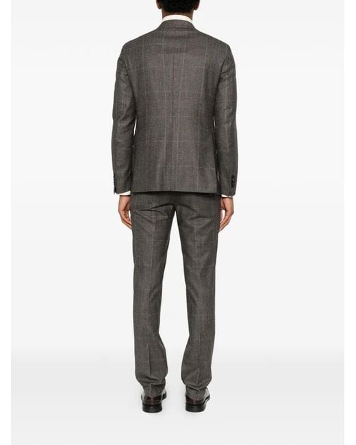 Tagliatore Gray Check-Pattern Wool Suit for men