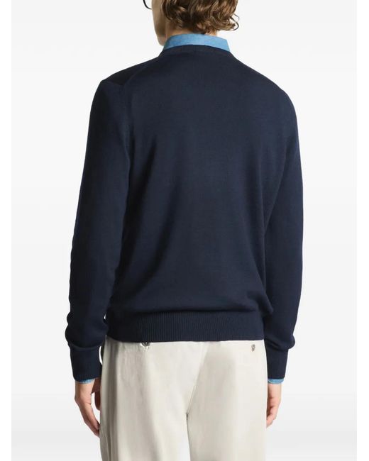 Fay Blue Crew-Neck Long-Sleeve Sweater for men