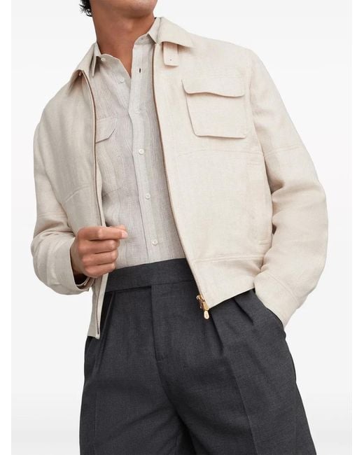 Brunello Cucinelli Natural Spread-Collar Bomber Jacket for men