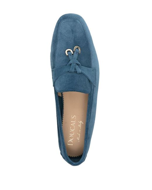 Doucal's Blue Knot-detail Suede Loafers