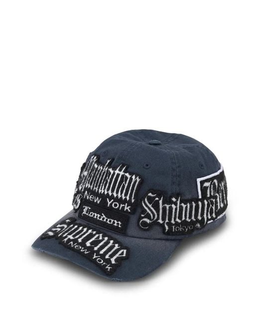 Supreme Blue City Patches Six-Panel Cap Hat for men
