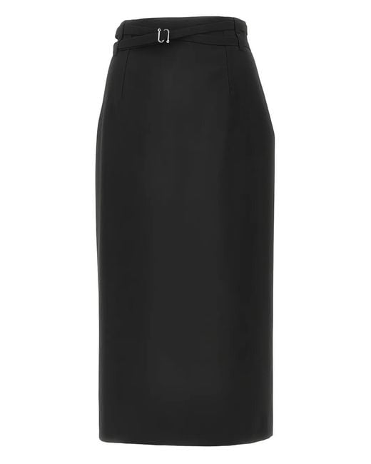 Sportmax Black Belt Midi Skirt