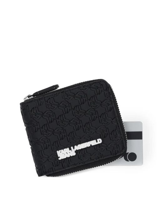 Karl Lagerfeld Black Embossed Zip Wallet